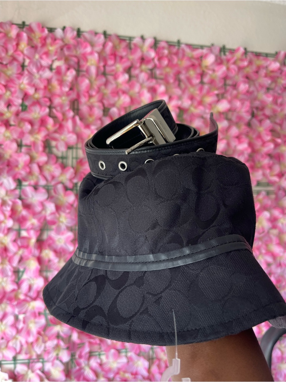 Coach signature bucket hat with matching belt
